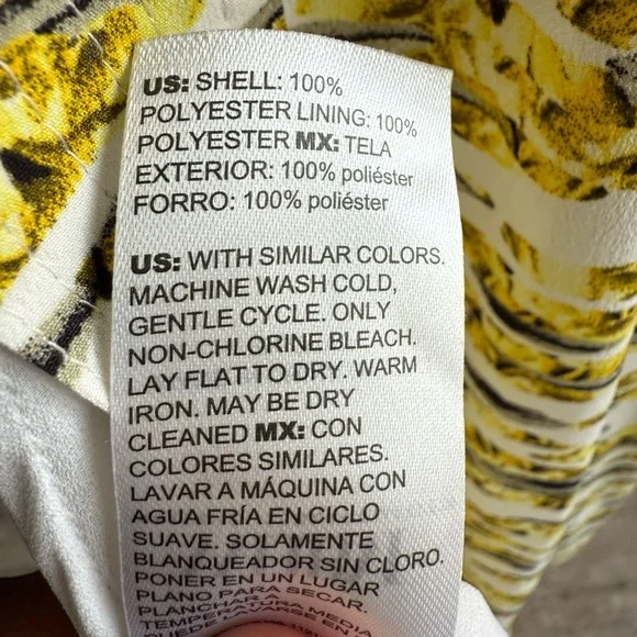 WHITE HOUSE BLACK MARKET Yellow Pleated Sleeveless Utility Dress Size 4 - Picture 8 of 13